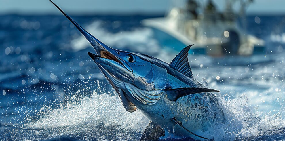 blue-marlin-is-caught-open-sea-with-boat-background-fullbody-style-it-i copia